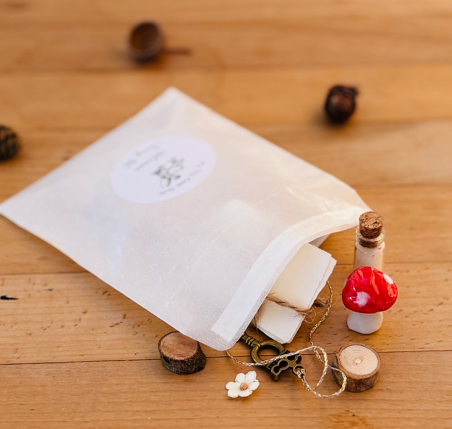 Fairy Welcome Set with ceramic toadstool , key , stepping stones , fairy dust and more