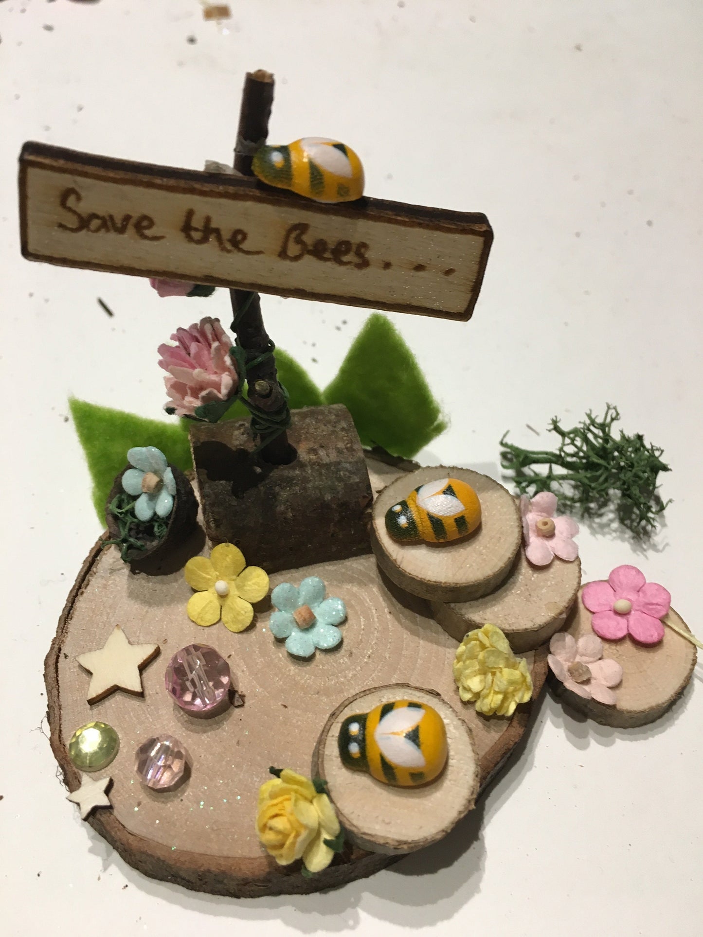 DIY fairy garden kit with save the bees sign