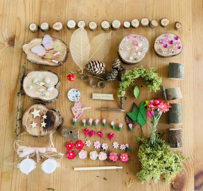 DIY Mega Fairy Garden kit with tree house, swing, flower arch, sign post and toadstool