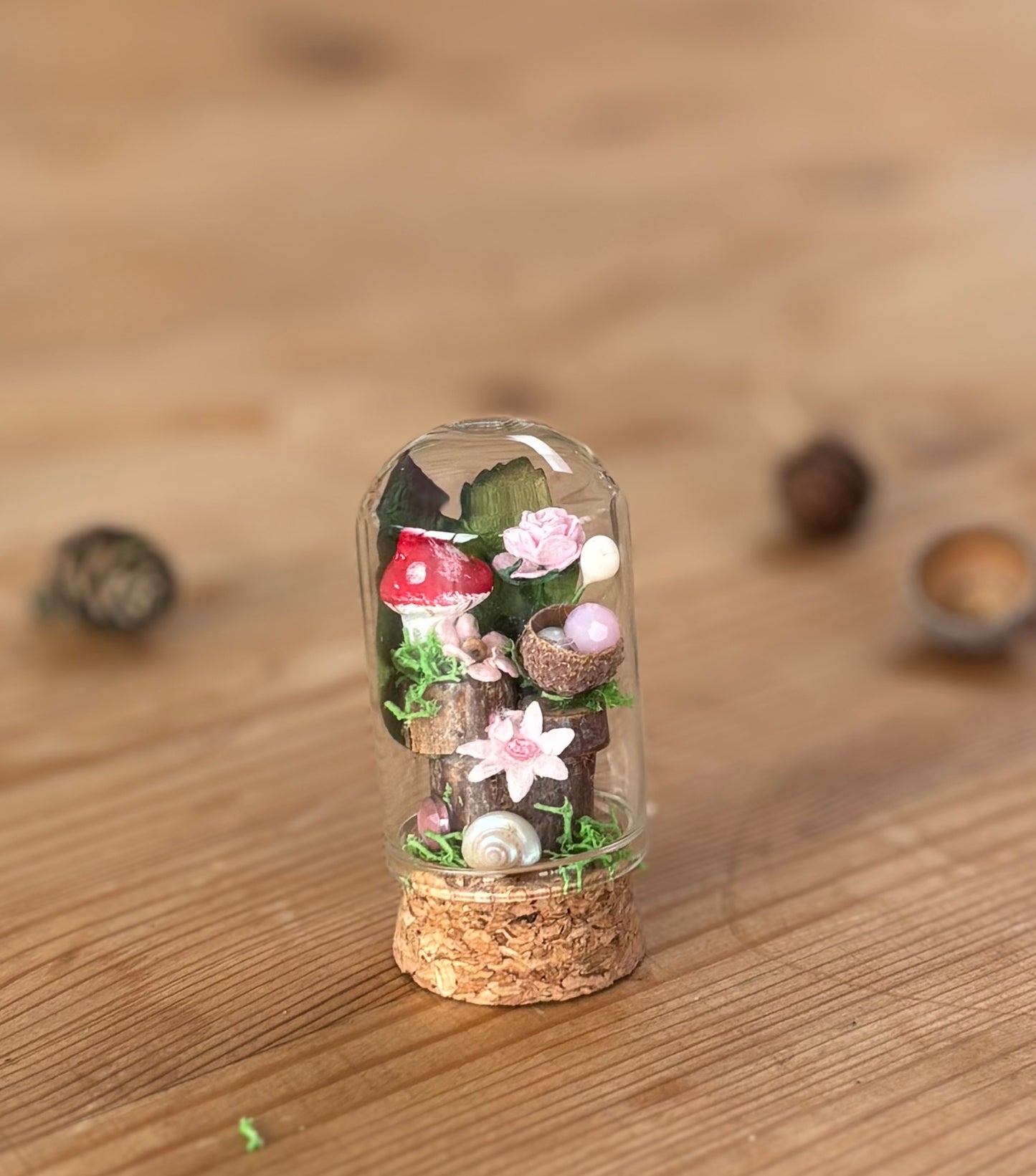 DIY Tiny Fairy Garden kit with in tiny glass dome