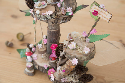 DIY Mega Fairy Garden kit with tree house, swing, flower arch, sign post and toadstool