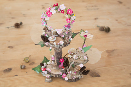 DIY Mega Fairy Garden kit with tree house, swing, flower arch, sign post and toadstool
