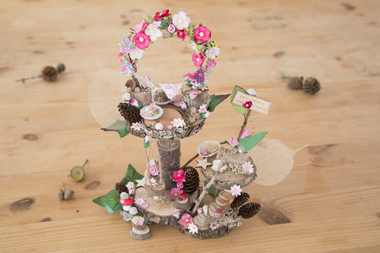DIY Mega Fairy Garden kit with tree house, swing, flower arch, sign post and toadstool