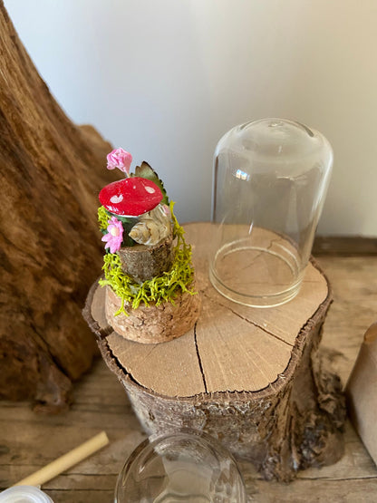 DIY Tiny Fairy Garden kit with in tiny glass dome
