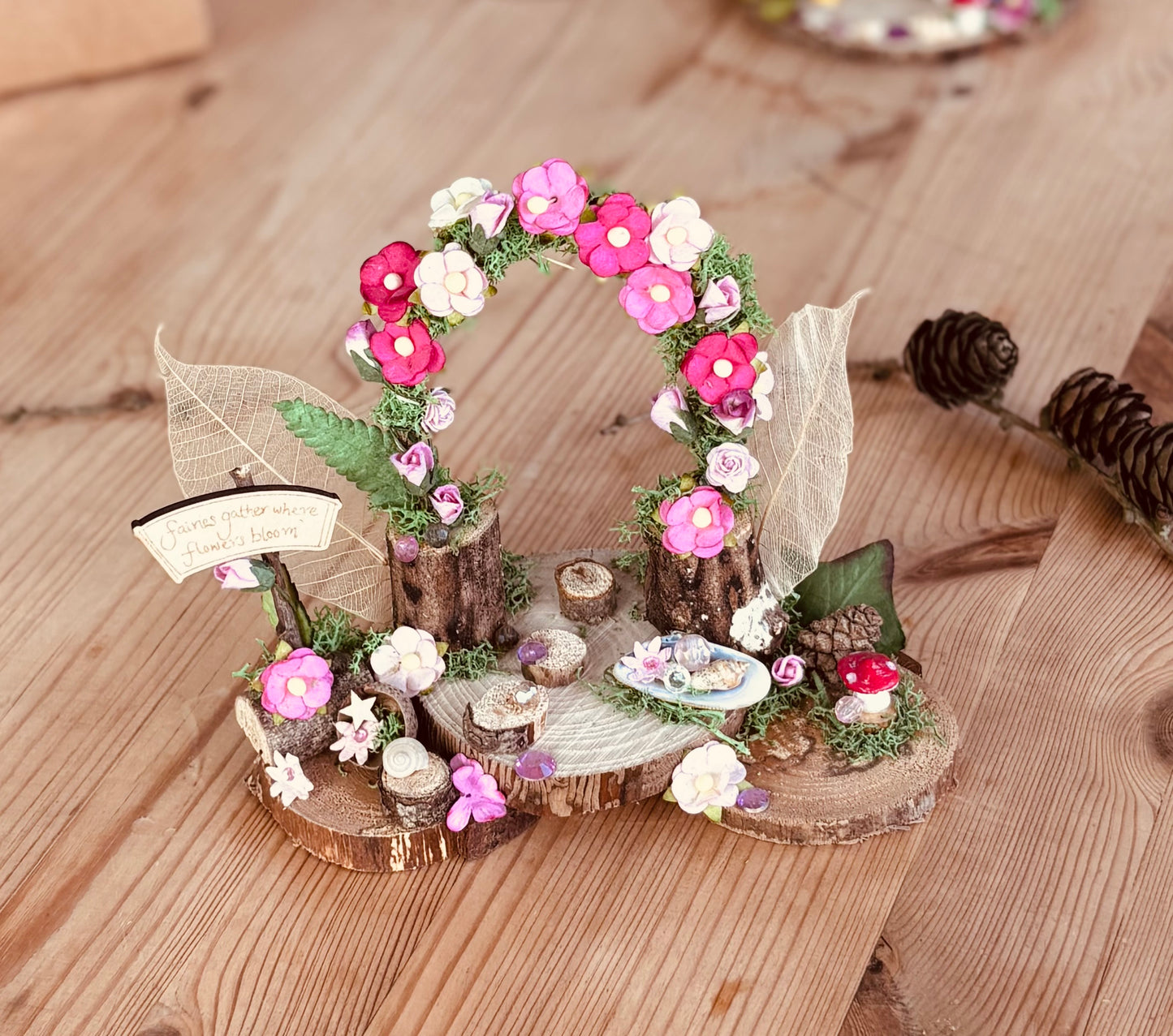 The Flower Arch Fairy Garden kit with ‘ Fairies gather where flowers bloom ‘ sign