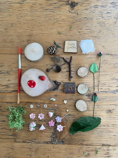 DIY Fairy Garden kit with sign and tiny toadstool