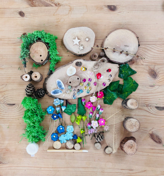 Secret Garden Swing Kit – Multi Layer Fairy Garden Craft Kit with tiny acorn hat basket