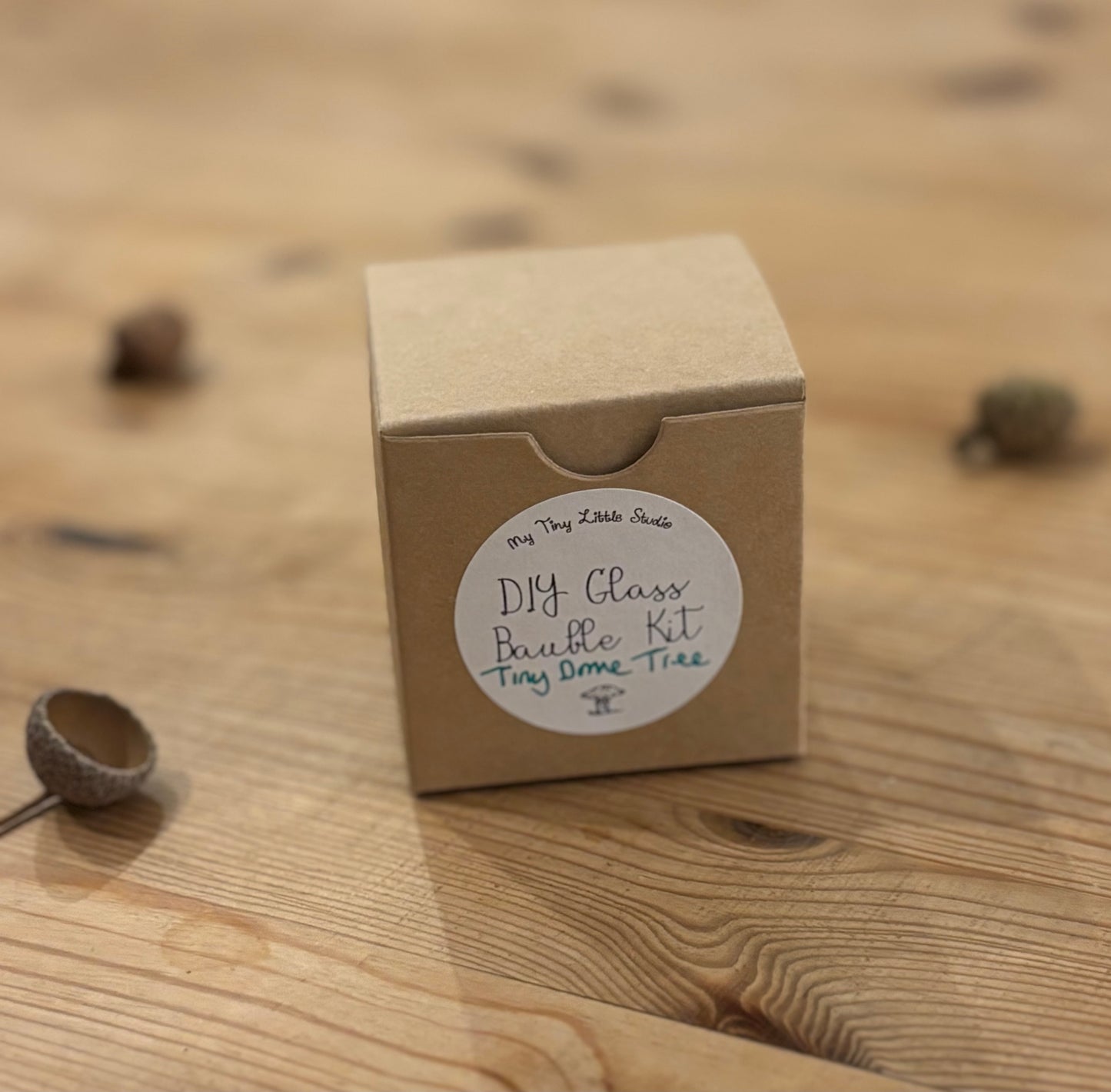 Tiny Glass Dome Christmas Craft Kit – DIY Bauble with Mini Tree and Peace Sign