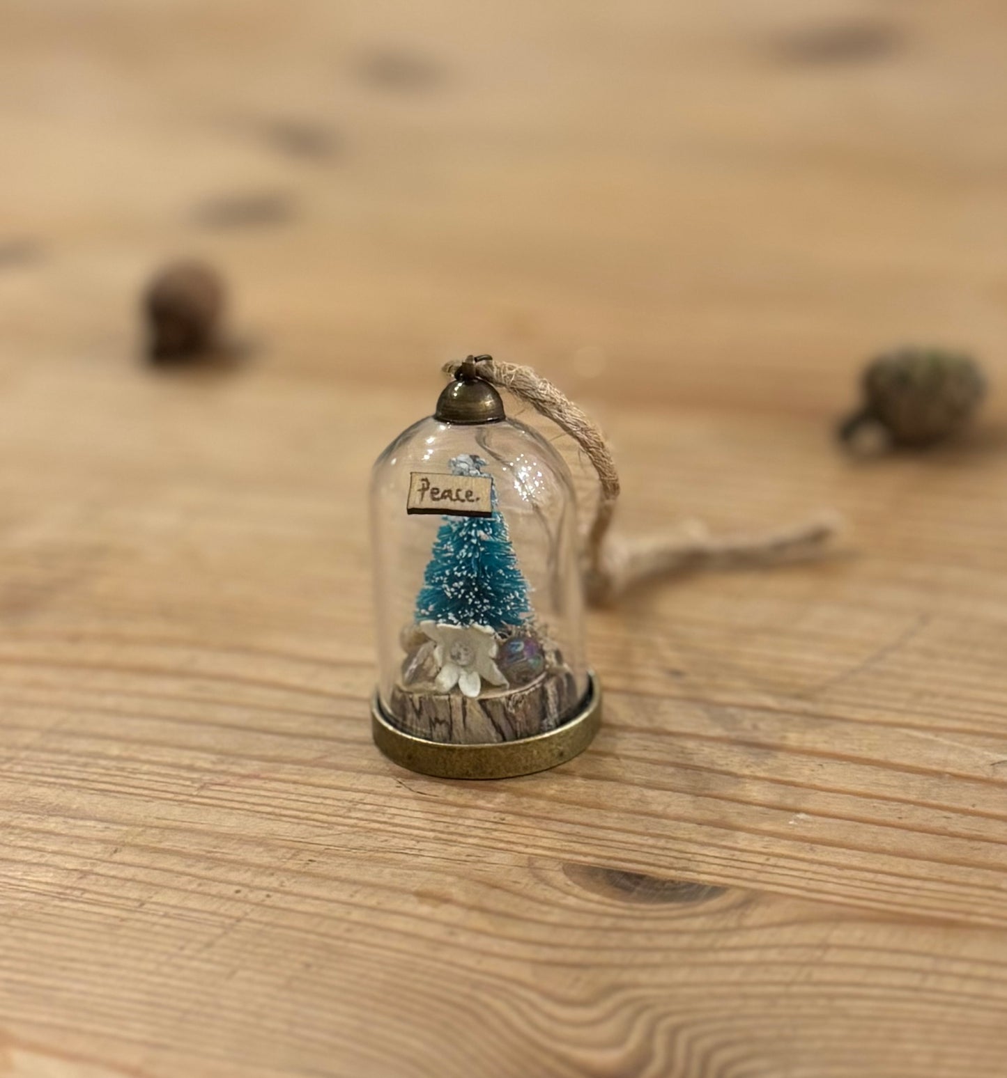 Tiny Glass Dome Christmas Craft Kit – DIY Bauble with Mini Tree and Peace Sign