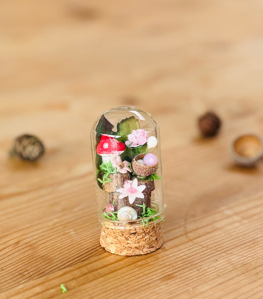 DIY Tiny Fairy Garden kit with in tiny glass dome