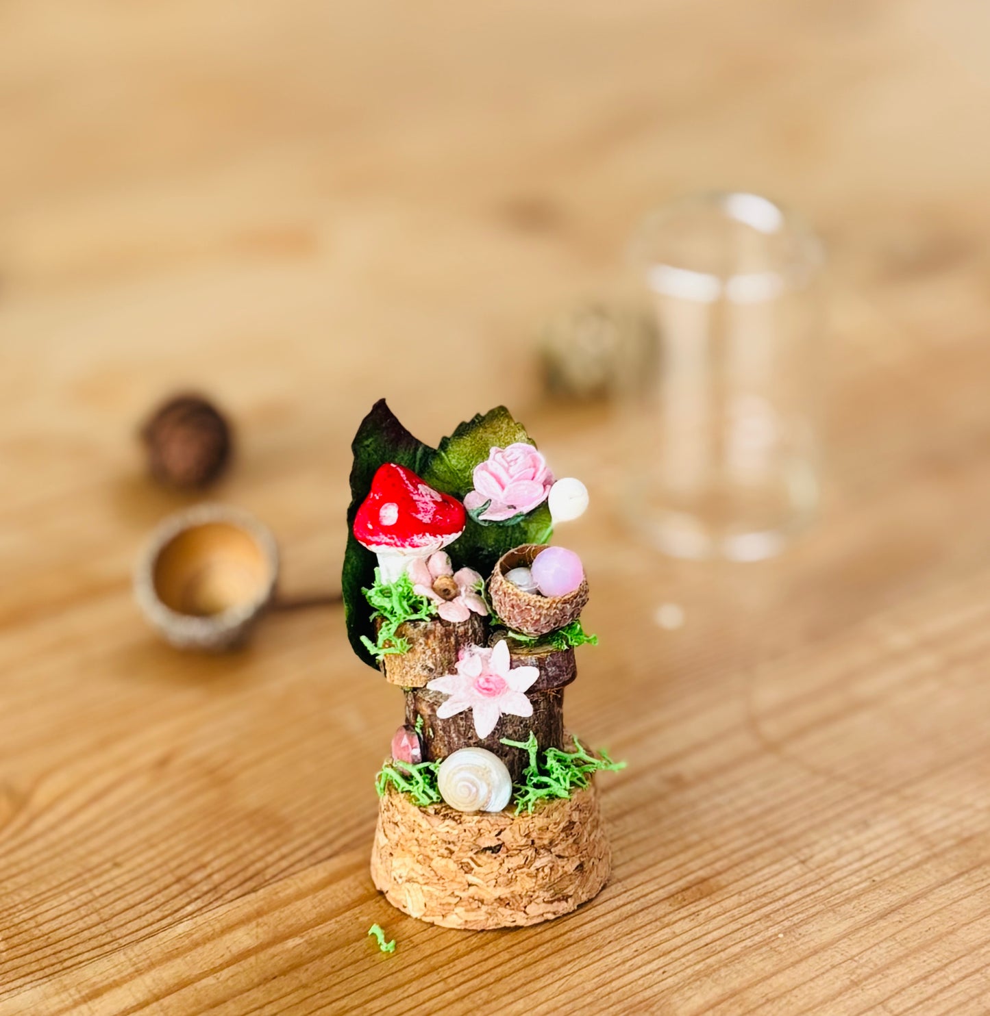 DIY Tiny Fairy Garden kit with in tiny glass dome