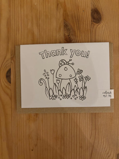 Colour in your own Toadstool eco-friendly greetings cards. 3 designs to choose from.