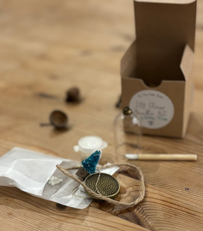 Tiny Glass Dome Christmas Craft Kit – DIY Bauble with Mini Tree and Peace Sign