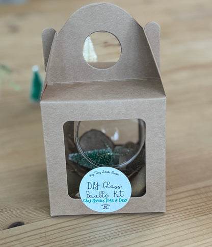 DIY Christmas Glass Hanging Bauble Kit – Tiny Christmas Tree, Toadstool and Woodland Creatures | Create Your Own Christmas Decoration