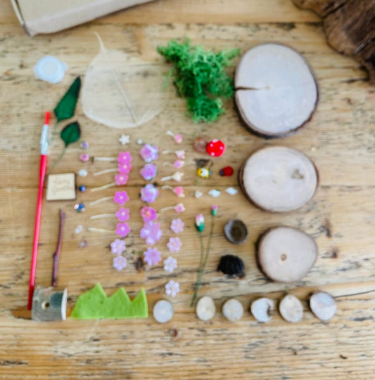 DIY Fairy Garden Kit with sign and toadstool