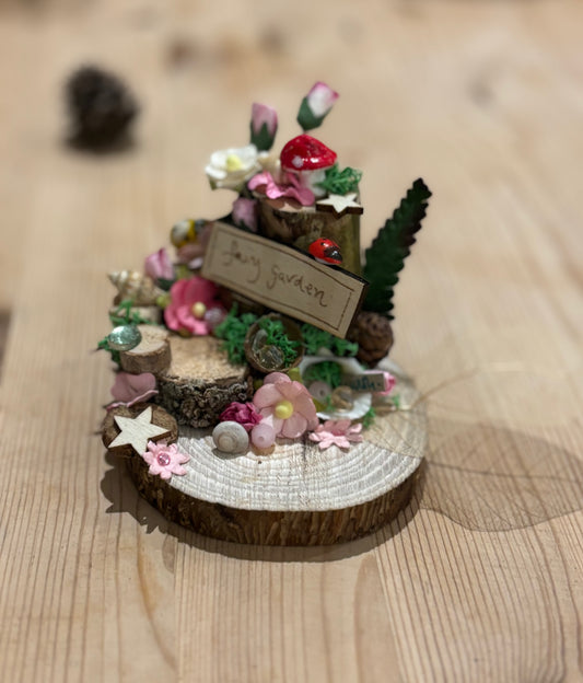 DIY Fairy Garden Kit with sign and toadstool