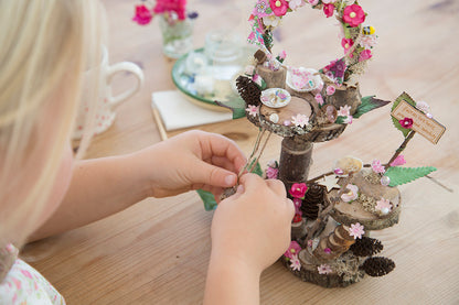DIY Mega Fairy Garden kit with tree house, swing, flower arch, sign post and toadstool