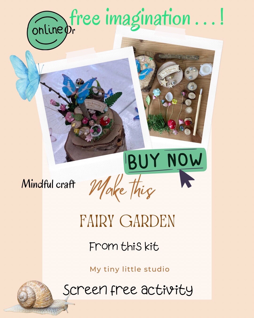 DIY Butterfly fairy garden kit with ‘ my little butterfly garden ‘ sign